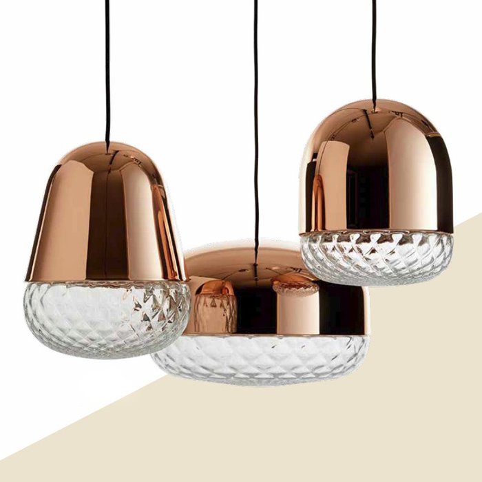 Подвесной светильник MM Lampadari из металла медного цвета с прозрачным стеклянным низом - лучшие Подвесные светильники в INMYROOM