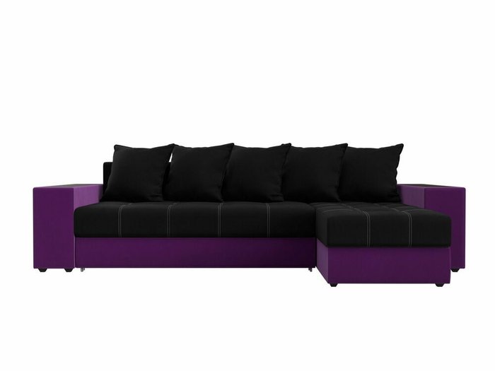 Угловой диван-кровать Дубай черно-фиолетового цвета правый угол - купить Угловые диваны по цене 54999.0