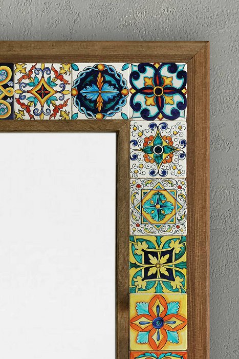 Настенное зеркало 43x63 с рамкой из натурального камня в виде мозаики - лучшие Настенные зеркала в INMYROOM