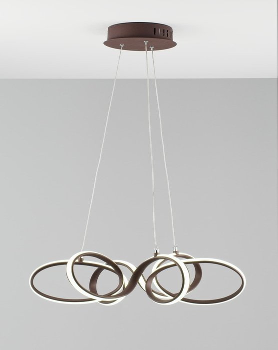 Светодиодная подвесная люстра с пультом Ello бело-коричневого цвета - купить Подвесные люстры по цене 12990.0