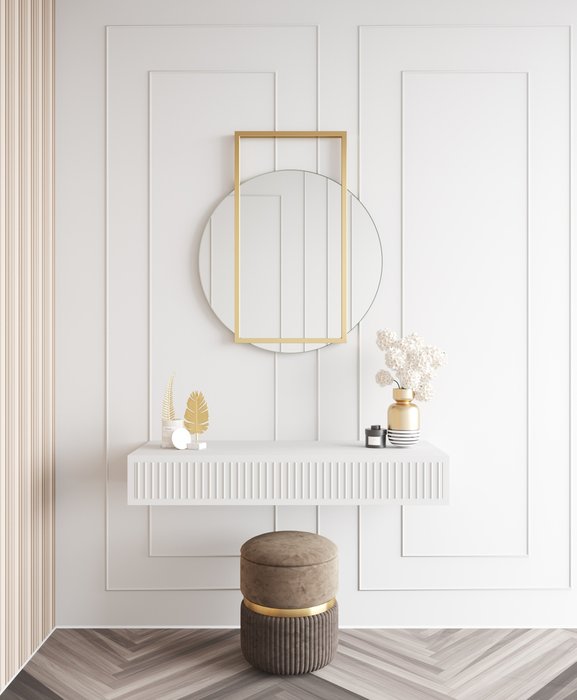 Дизайнерское настенное зеркало Terraform в металлической раме золотого цвета  - купить Настенные зеркала по цене 9490.0