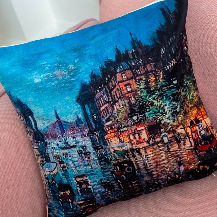 Декоративная арт подушка Парижский бульвар - купить Декоративные подушки по цене 2000.0