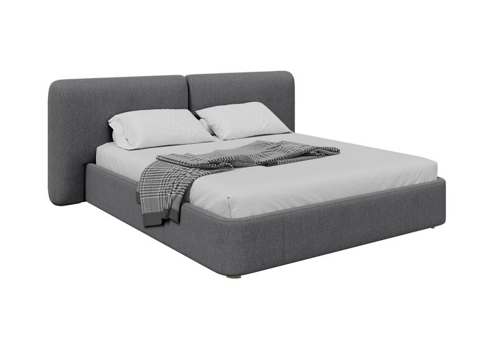 Кровать двуспальная Hub Soft 180х200 серого цвета с подъемным механизмом Кровать двуспальная Hub Soft 180х200 серого цвета с подъемным механизмом