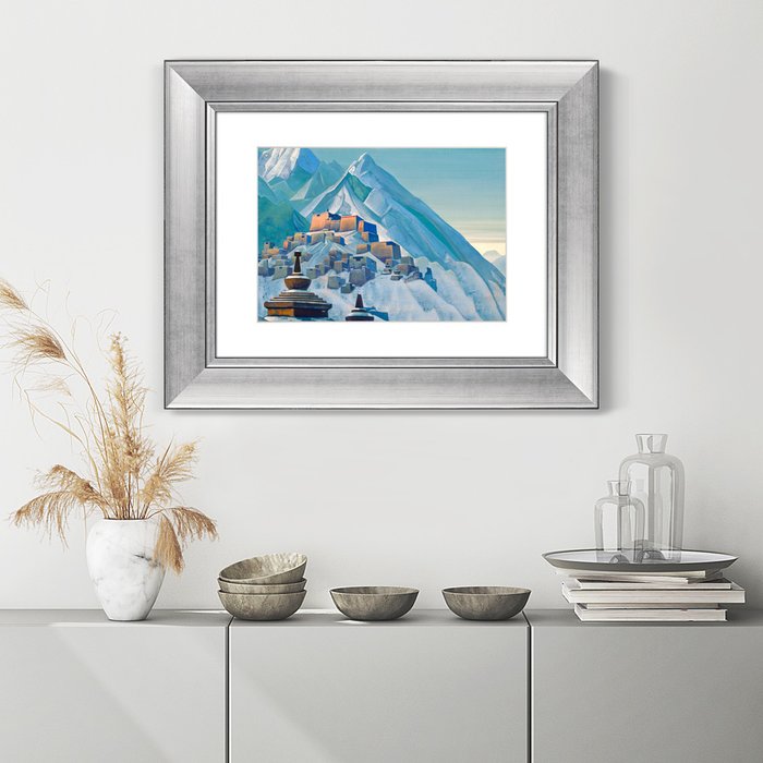 Репродукция картины Тибет Гималаи 1933 г. в раме серебряного цвета - лучшие Картины в INMYROOM
