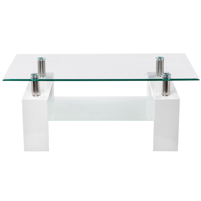 Журнальный стол белого цвета со стеклянной столешницей - купить Журнальные столики по цене 11200.0