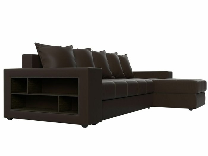 Угловой диван-кровать Дубай темно-коричневого цвета (экокожа) правый угол - лучшие Угловые диваны в INMYROOM