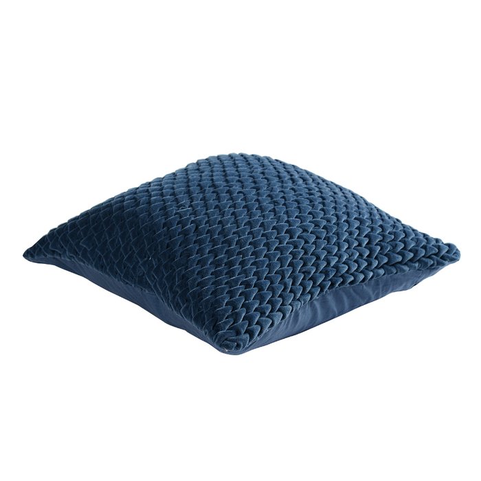 Подушка декоративная стеганая Essential из хлопкового бархата темно-синего цвета   - лучшие Декоративные подушки в INMYROOM