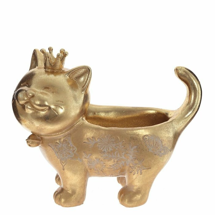 Фигура декоративная Кошка золотистого цвета