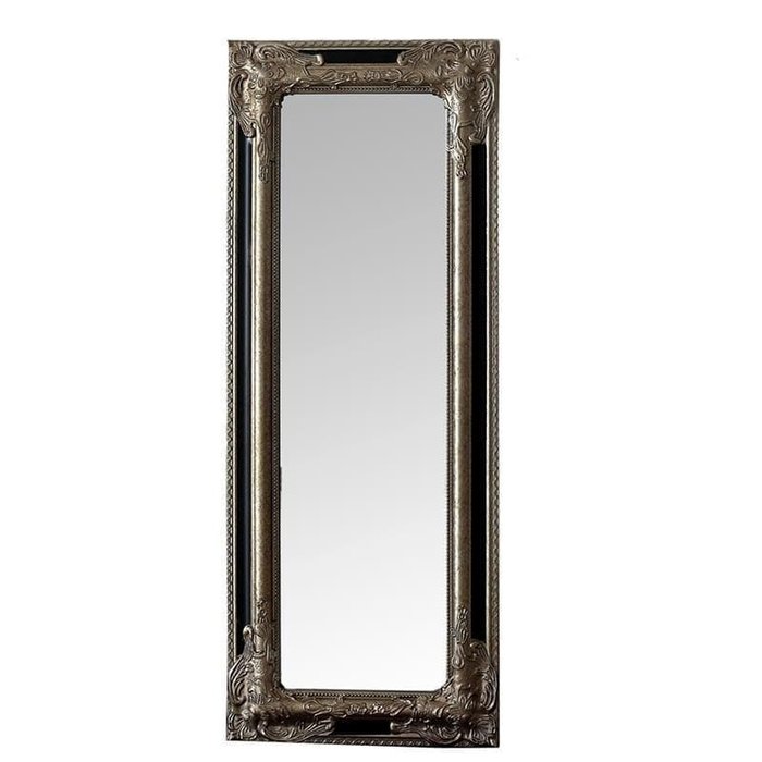 Зеркало настенное в раме серебристо-черного цвета 