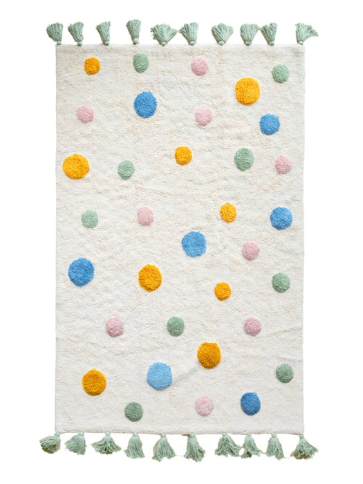Хлопковый ковер Lovely Dots 120х180 белого цвета