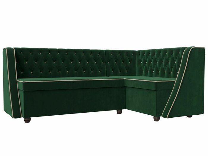 Кухонный угловой диван Лофт зеленого цвета правый угол