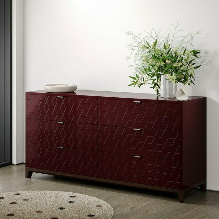 Комод Case CS059 бордового цвета - лучшие Комоды в INMYROOM Комод Case CS059 бордового цвета - лучшие Комоды в INMYROOM