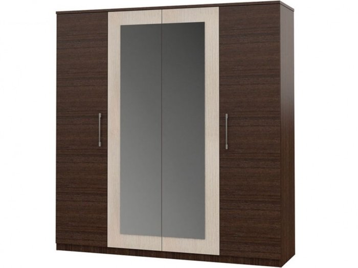 Шкаф с зеркалом Аврора темно-коричневого цвета