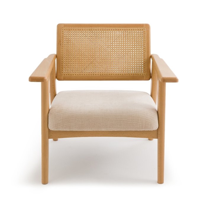 Кресло из бука и плетения Lons бежевого цвета - купить Интерьерные кресла по цене 70955.0
