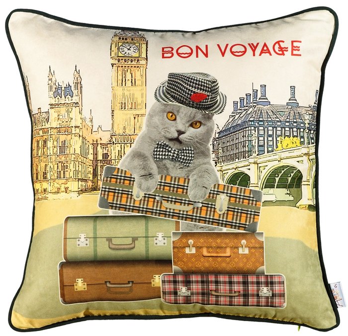 Чехол для декоративной подушки "bon voyage" Чехол для декоративной подушки "bon voyage"