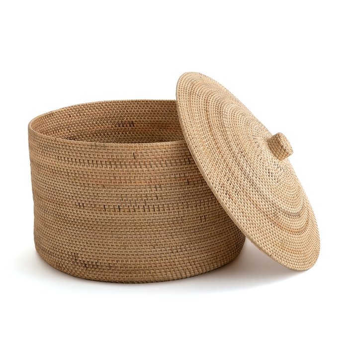 Корзина из ротанга и плетеного бамбука Mirella бежевого цвета - купить Плетеные корзины по цене 18096.0