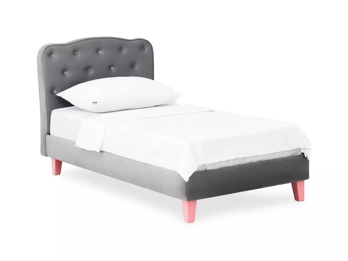 Кровать Candy 80х160 серого цвета с розовыми ножками