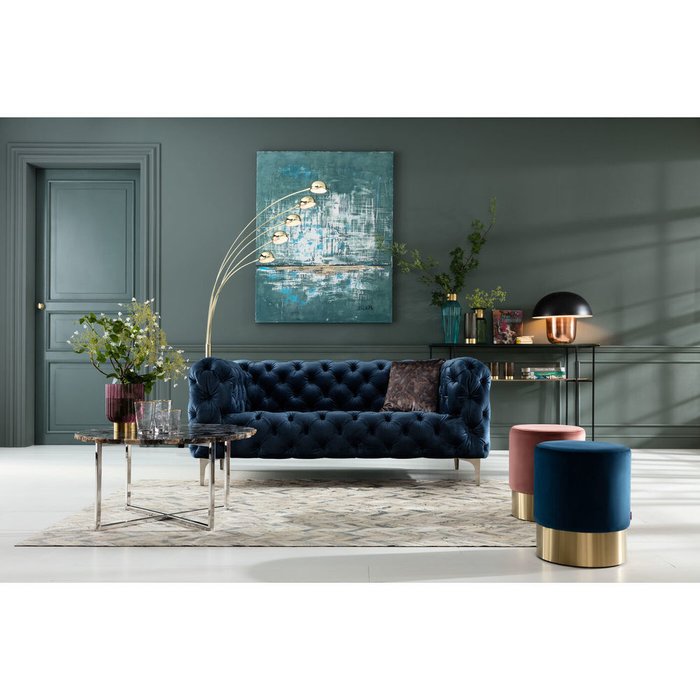 Диван Royal синего цвета - купить Прямые диваны по цене 281280.0