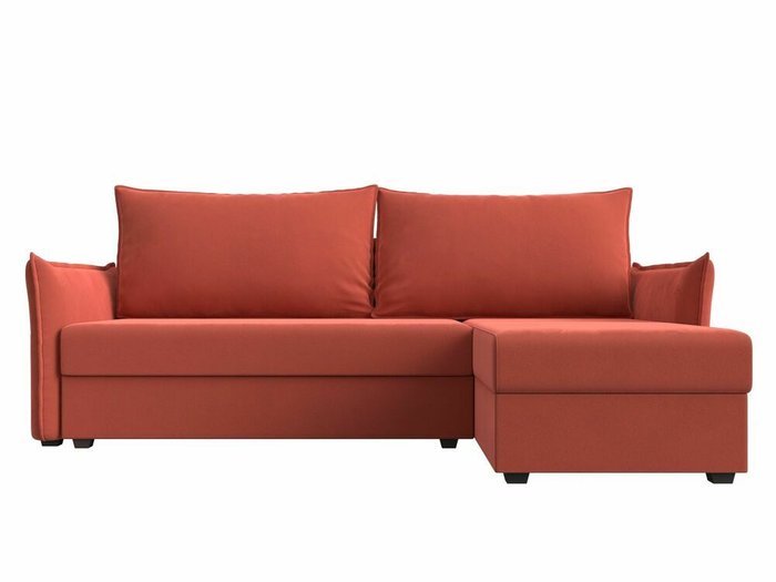 Угловой диван-кровать Лига 004 коралового цвета угол правый  - купить Угловые диваны по цене 33999.0