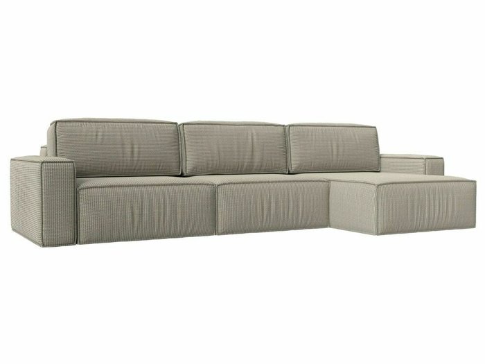 Угловой диван-кровать Прага Классик лонг бежево-серого цвета правый угол