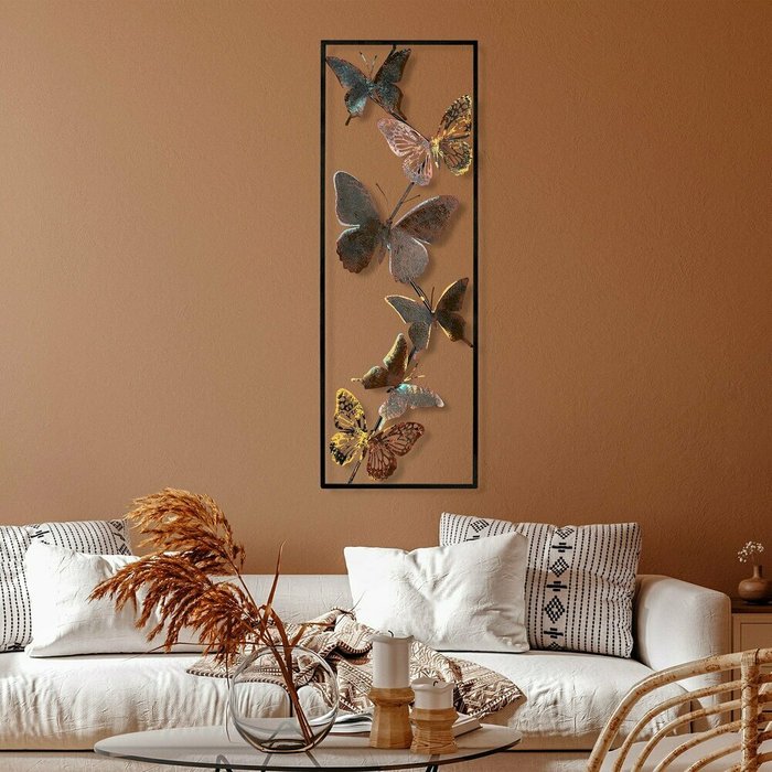 Настенный декор ручной работы Бабочки 32х90 из металла  - лучшие Декор стен в INMYROOM