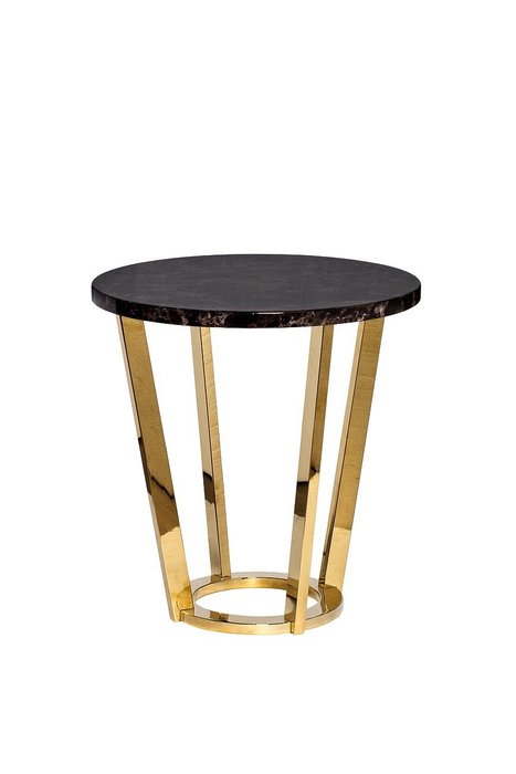 Столик кофейный со стальным основанием золотого цвета