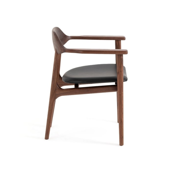 Кресло столовое из орехового дерева и кожи Ari коричневого цвета - лучшие Обеденные стулья в INMYROOM