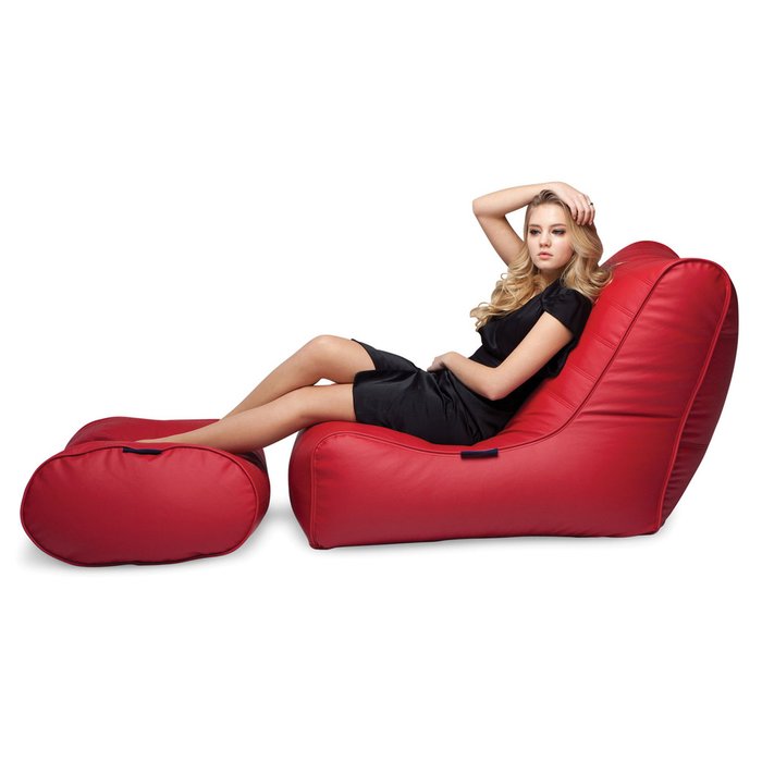 Бескаркасное кожаное кресло Ambient Lounge Fiorenze™ Leather Sofa - Mode Red (красный) - купить Бескаркасная мебель по цене 18990.0