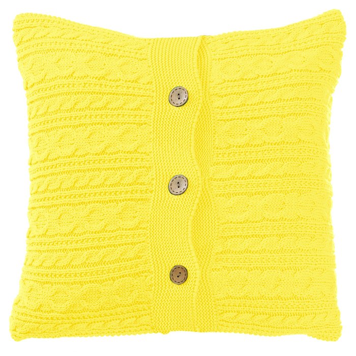 Вязаный чехол для подушки "yellow" Вязаный чехол для подушки "yellow"