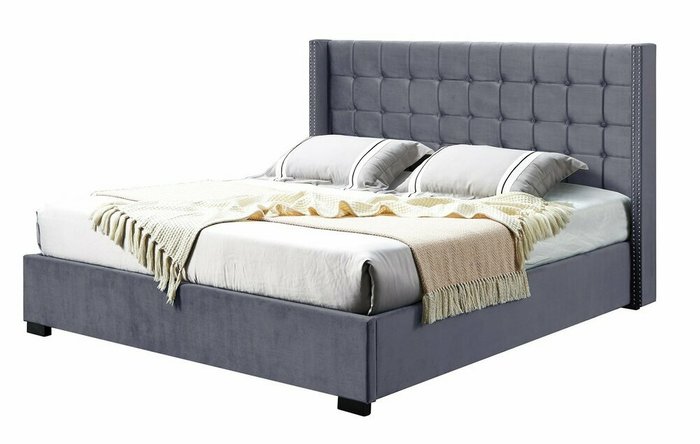 Кровать с подъемным механизмом Vivien 160x200 серого цвета