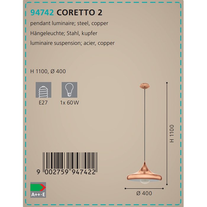 Подвесной светильник Coretto 2 медного цвета - лучшие Подвесные светильники в INMYROOM