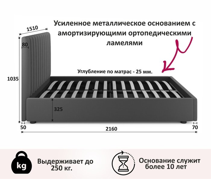 Кровать Olivia 140х200 серого цвета с подъемным механизмом - лучшие Кровати для спальни в INMYROOM Кровать Olivia 140х200 серого цвета с подъемным механизмом - лучшие Кровати для спальни в INMYROOM