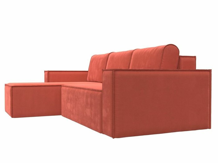 Угловой диван-кровать Куба кораллового цвета левый угол - лучшие Угловые диваны в INMYROOM