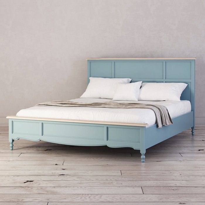 Кровать двуспальная Leblanc голубого цвета  160х200