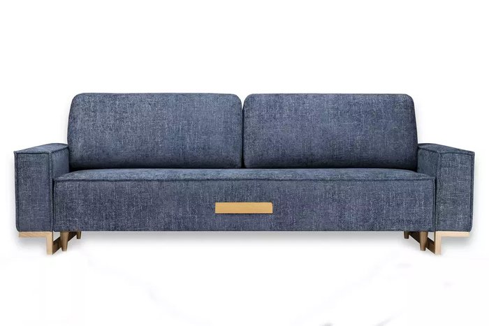 Прямой диван-кровать Лофт Комфорт синего цвета