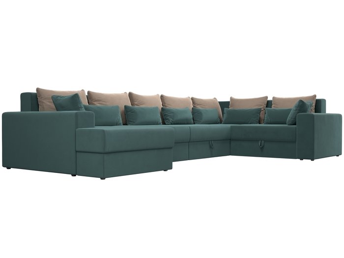 Угловой диван-кровать Мэдисон бирюзово-бежевого цвета - лучшие Угловые диваны в INMYROOM
