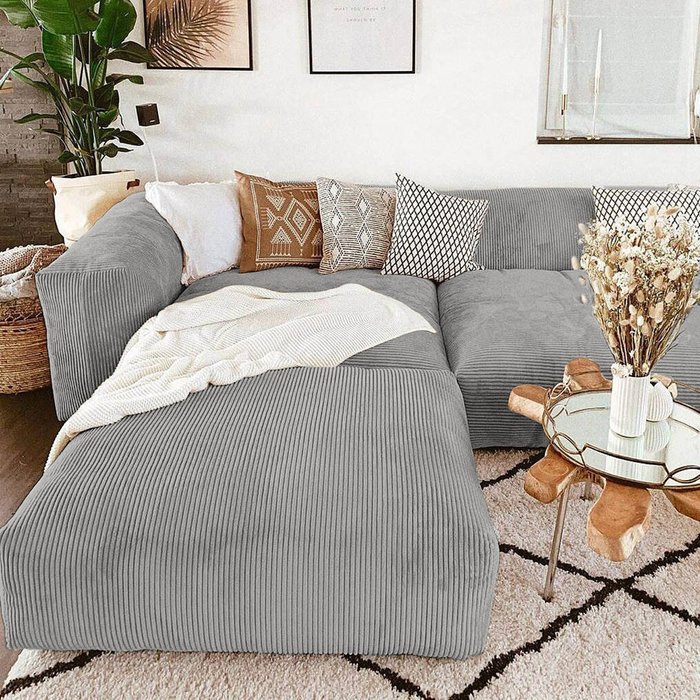 Угловой диван Фиджи серого цвета - лучшие Угловые диваны в INMYROOM