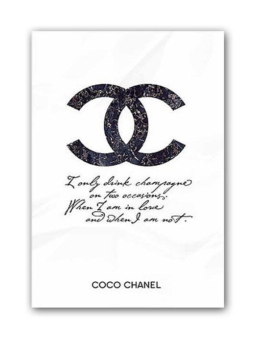 Постер "Drink champagne. Coco Chanel"; А4