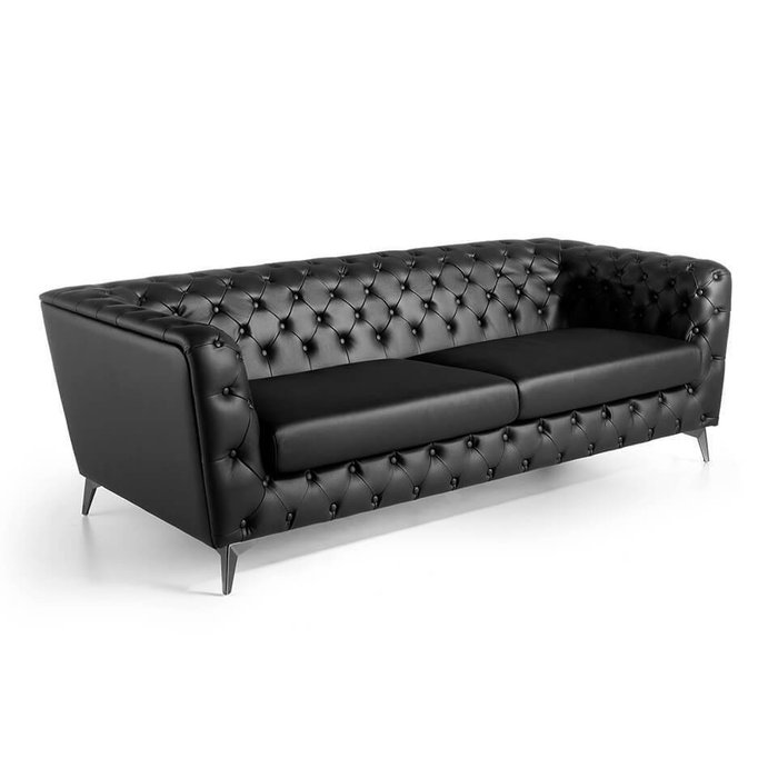 Диван кожаный черного цвета - купить Прямые диваны по цене 278990.0