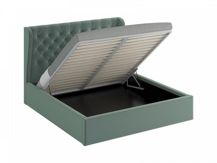 Кровать Jazz серо-зеленого цвета с подъемным механизмом 200х200 - купить Кровати для спальни по цене 79390.0