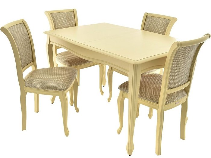 Столы и стулья цвета слоновой кости