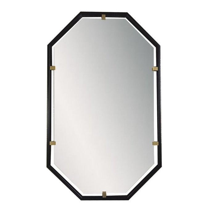 Настенное зеркало в металлической раме с латунными скобами