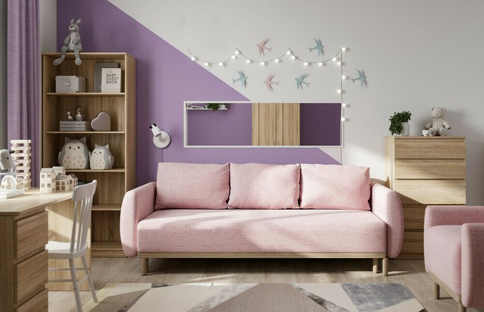 Диван-кровать Тулисия светло-розового цвета - лучшие Прямые диваны в INMYROOM