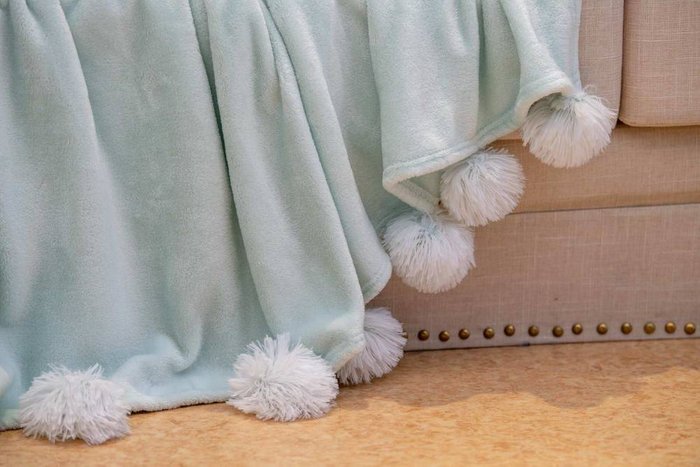 Плед Fluffy ball 220х240 бирюзового цвета - купить Пледы по цене 6250.0 Плед Fluffy ball 220х240 бирюзового цвета - купить Пледы по цене 6250.0