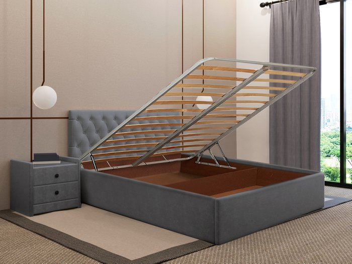 Кровать Фрейлина 160х200 графитового цвета с подъемным механизмом - купить Кровати для спальни по цене 53340.0