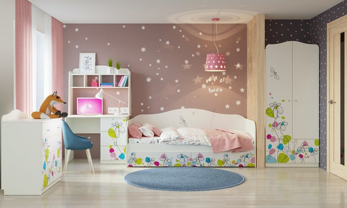 Комод Цветы белого цвета - лучшие Детские комоды в INMYROOM