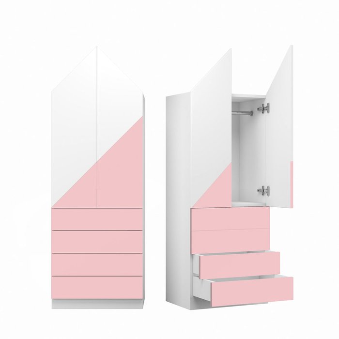 Шкаф Альпы розово-белого цвета с четырьмя ящиками