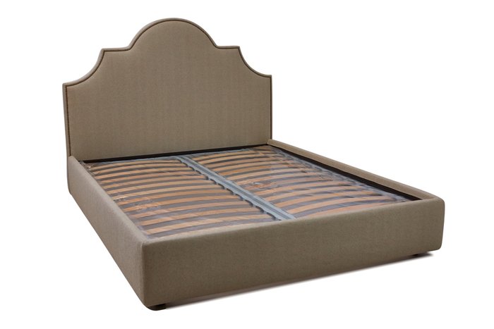 Кровать Фиби серо-коричневого цвета 200х200 с ящиком для хранения   