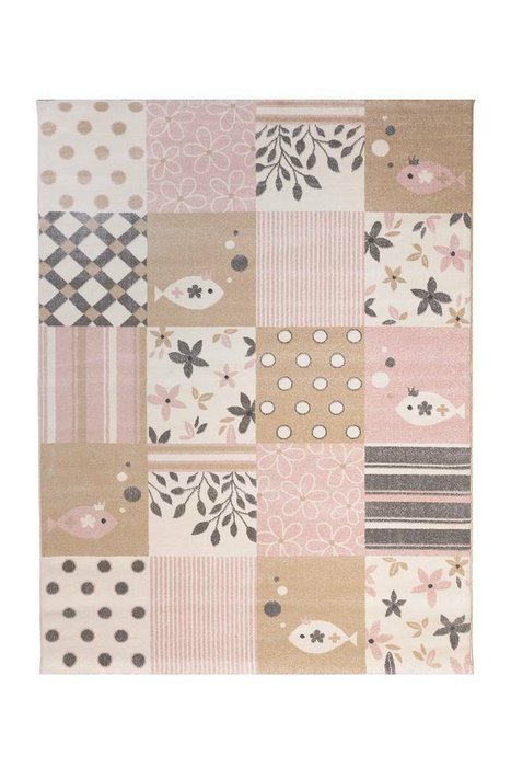 Ковер детский Kids Patchwork 160х230 розово-бежевого цвета