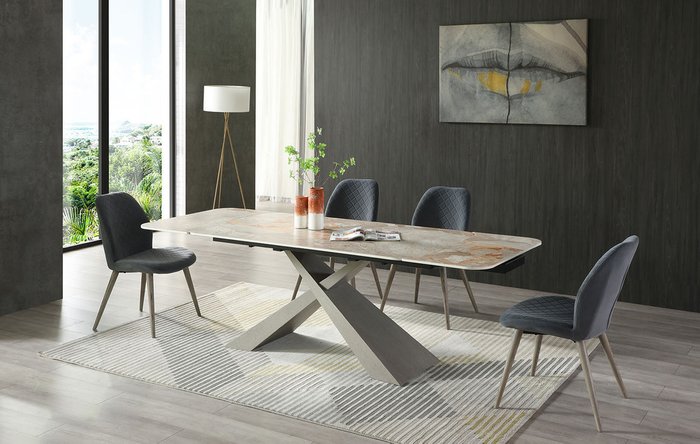 Раскладной обеденный стол Torino серого цвета - купить Обеденные столы по цене 158772.0